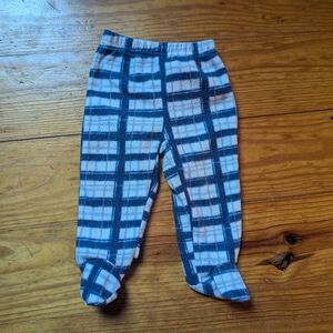Chick Pea Blue, White And Grey Plaid Baby Footie Bottoms